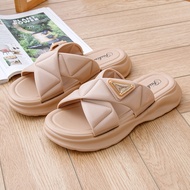 Sandal Slop Fashion Wanita 6853 Tali Silang Milano Import Karet Elastis Slipper Kekinian Sendal Wani