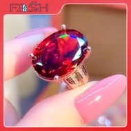Large loose red diamond ring, red colored gemstone zircon ring, 18K gold diamond red diamo