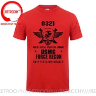 ทีเชิ้ต USMC นาวิกโยธินสหรัฐ Semper Fidelis สุนัขปีศาจ ทหาร Recon ทีเชิ้ตผู้ชาย ผ้าฝ้าย เสื้อยืดสตรี