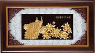 立體金箔畫 純金【花開富貴】(61x108cmm) *招財系列* 新居落成送禮 朋友開店送禮 【華真藝廊】