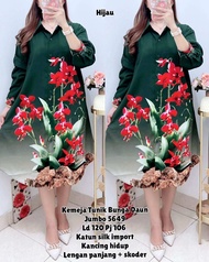 5649 KEMEJA TUNIK SILK MOTIF BUNGA LD120 WANITA|TUNIK JUMBO|TUNIK LD120|TUNIK BAHAN SILK