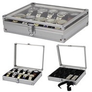 store Handmand Slots Aluminum Alloy Display Watch Box Organizer Jewelry Storage Case Transparent Wat