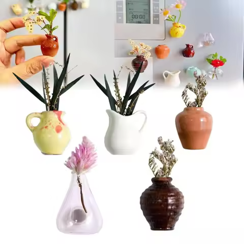 Small Fridge Magnet Decoration Mini Ceramic Vase Micro Landscape Ornament fridge cute magnets place 