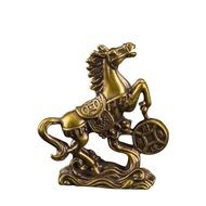 Brass Horse Step on Coins Lucky Statue Feng Shui Desk Ornament Zodiac Animal Figurines Miniatures Pu
