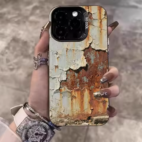 Retro Industrial Style Rusty Electroplate Silver Case For Samsung Galaxy S25 Ultra S24 Plus S23 FE S