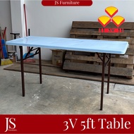 JS 3V 2x5ft Foldable Table Plastic Top WHITE Banquet Table Study Table Working Table