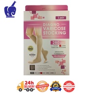 DIAGNO VARICOSE STOCKING 280 DEN 1 PAIR LONG WITH SILICONE GRIP [GRADUATED COMPRESSION 25-35mmHg]