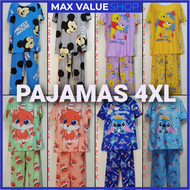 (4XL Short Sleeve) Pajamas Short Sleeve Long Pant / Baju Tido Wanita Plus Size Baju Tidur Perempuan Saiz Besar 4XL / Women Ladies Pyjamas Set Short Sleeve Plus Size / Comfortable Home Wear Pyjamas