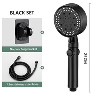 3in1 Shower Head With Hose Holder Set 5 modes Black Universal High Pressure Bathroom Shower Sprayer