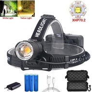 100000 Lumen XHP-70.2 Led Headlamp Fishing Camping Headlight High Power Lantern Head Lamp Zoomable U