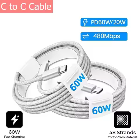 200Pcs 60W Fast Charging 1M 2M 3M Fabric Nylon USb C to USB-C PD Type c Cable for Samsung s10 s23 s2