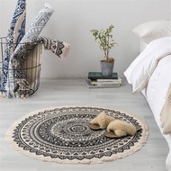 Morocco Round Carpet Bedroom Boho Style Tassel Cotton Rug Hand Woven National Classic Tapestry Sofa