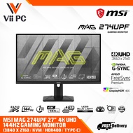 MSI MAG 274UPF 4K IPS 144HZ 1MS HDMI 2.1 HDR400 G-SYNC ANF FREESYNC Adjustable Stand GAMING MONITOR