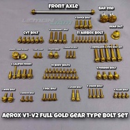 AEROX V1 / V2 GOLD BOLTS SET (SOLD PER PARTS) - STAINLESS STEEL HENG BRAND AEROX V1 ACCESSORIES AERO
