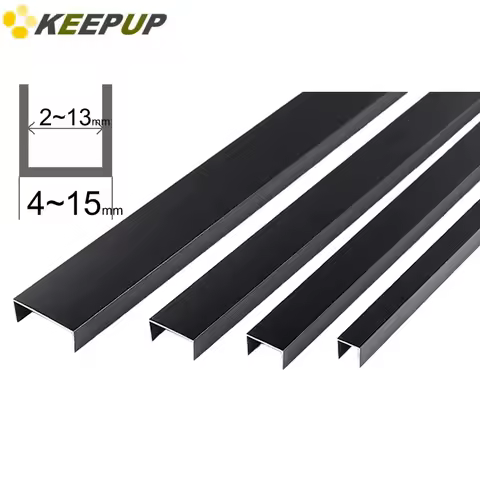 6063T5 Black U shaped channel Groove aluminum Equilateral Edging Inner width 2 3 4 5 6 8 10 12 13 mm