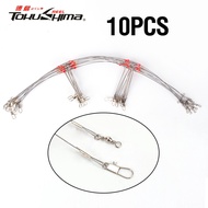 10Pcs Fishing Leaders with Swivels Stainless Steel String Fish Hook Lead Wire 22-71Cm Anti-Winding F