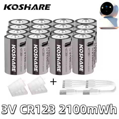 KOSHARE CR123A 3V 2100mWh Li-ion Rechargeable Batteries CR123A 2100mWh Lithium Battery For mouse Ele