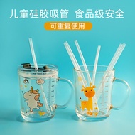 3 PCs Soft Silicone Conduit Children's Straw Cup Replacement Accessories Water Bottle Water Cup Neutral Holder Straw Long
