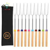 For Fire Pit 10 Pcs Marshmallow Roasting Sticks Long 32 Inch, Smores Sticks Skewers, Smores Kit for 