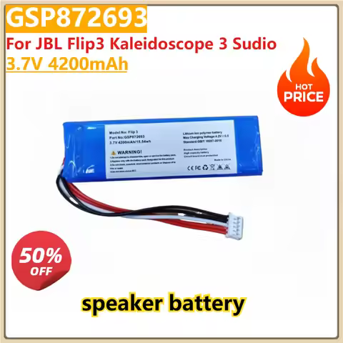 New Replacement speaker battery GSP872693 3.7V 4200mAh For JBL Flip3 Kaleidoscope 3 Sudio Lithium Ba