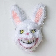 Creepy Furry Rabbit Mask. Halloween Scary Bunny Plush Mask