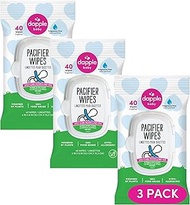 Dapple Pacifier Wipes, for Baby and Toddlers, Diaper Bag Essentials, Fragrance Free 40 Ct, Pack of 3