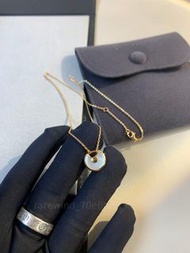 💜CARTIER 卡地亞 Amulette de Cartier系列 18K金白貝母鎖骨項鍊 女款生日/情人節禮物