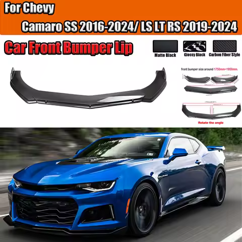 For Chevy Camaro SS 2016 2017-2024/ LS LT RS 2019-2024 Car Front Bumper Lip Splitter Spoile 3 Pieces
