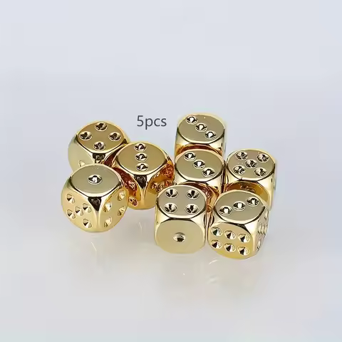 5-Piece Luxe Gold Dice Set for Party Games. Includes D6 Dice for Club, Family Parties, Christmas & H