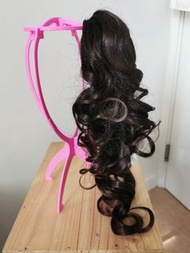 Long brown curly hair extension ponytail wig 長啡色有夾馬尾假卷髮
