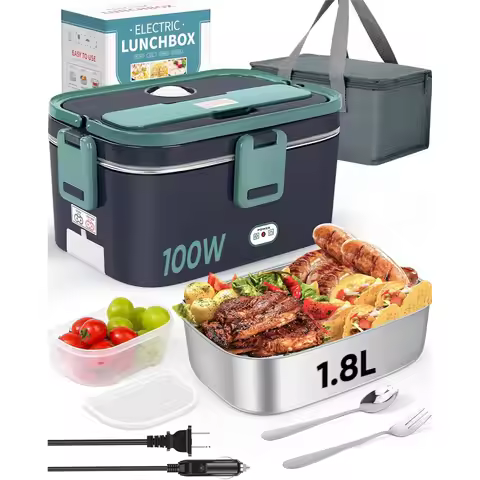 Electric Lunch Box Food Heater Warmer 100W, 1.8L Portable Heated Lunch Box for Car Truck Work with S