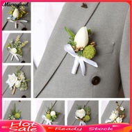 [MIC]☆Artificial Wedding Corsage And Boutonniere Set Silk Flower Wrist Corsage And Lapel Pin for Bri