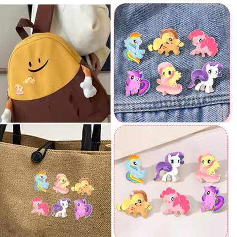 my little pony cartoon character alloy brooch cute brooch cute rainbow pony school bag decoration ba