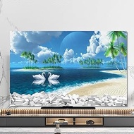 TV Cover Dust Cover, Waterproof TV Dust Cloth Cover Abstract Landscape Printed Design, For LED, LCD, OLED Smart TV,32-80 Inch(Size:32in(80x50cm),Color:A)
