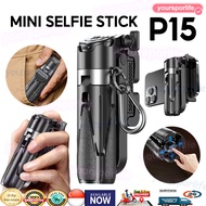 P15 Mini Selfie Stick Tripod 3 in 1 Extendable Grip Phone Tripod with Detachable Remote for Vlog Liv