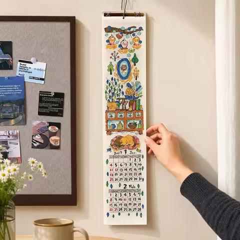 Flower Illustration 2027 Doodle Wall Calendar Hand-Drawn Style Doodle Style Flower Hanging Calendar