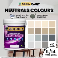 ( Neutral Colour ) 1L/5L 💥Sequoia Acrylic Interior Gloss Paint 💢 Cat Kilat Dinding Grey Beige Brown
