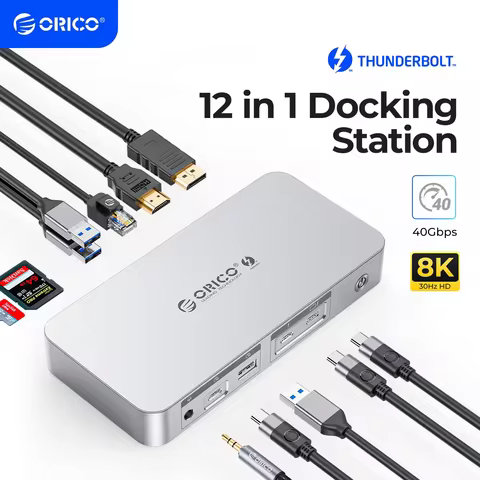 ORICO Thunderbolt 4 Docking Station Type C to HDMI-compatible Adapter 8K@30Hz USB 3.2 Gen2 HUB Split