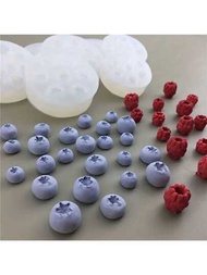 1入組藍莓形狀3D矽膠巧克力模具,烘烤和廚房配件適用於DIY蛋糕裝飾