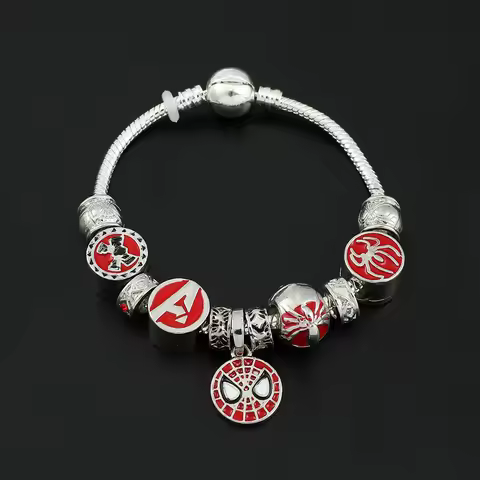 Marvel Superhero Spiderman Charm Bracelet Avengers Enamel Charm Pendant Bangles Trendy Women Hand Ch