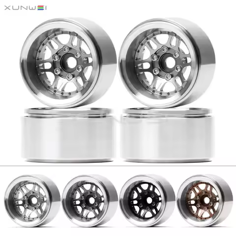 4pcs 1.9 inch Aluminum Negative Offset -10mm Beadlock Wheel Rim for RC Car Truck SCX10 TRX4 Redcat