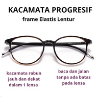 Kacamata Baca Dan Jalan Progresif Anti Radiasi Wanita Frame OVAL Lentur Optik Asli Ori Kaca Mata Plu