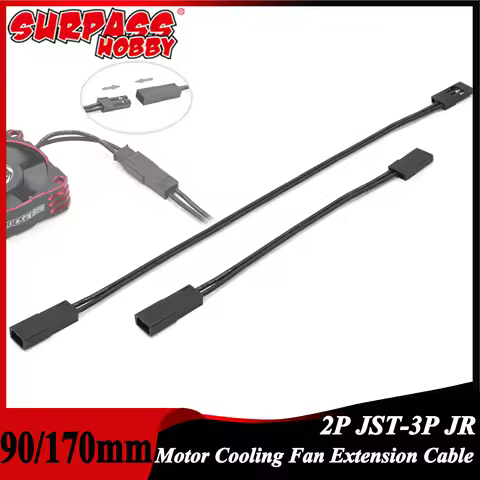 90mm 170mm Motor Cooling Fan Extension Cable 26AWG Silicone Wire 2P JST to 3P JR Plug for RC Car Tru