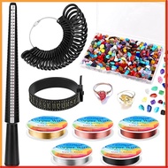 HOG DIY Rings Material Package 300 Irregular Beads Set Ring Size Measuring Tools Ring Mandrel Jewelry Wire Handmade