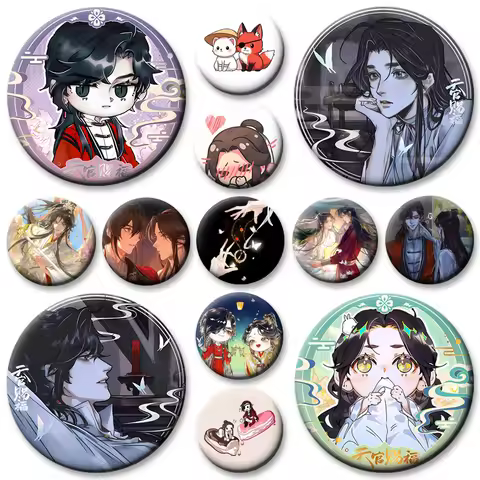Anime Heaven Official's Blessing Brooches Hua Cheng Xie Lian Cartoon Badge TGCF Round Enamel Pins Ba