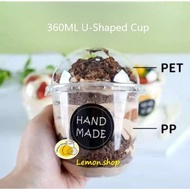 Lemon - 50pc J360 / 360ML U-Shaped Plastic Mousse Cup/Pkt Pudding Cup Ice Cream Cup Dessert Cup Beka