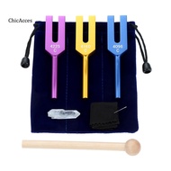 ChicAcces Aluminum Alloy Tuning Fork Music Tuning Fork Set 3pcs Aluminum Tuning Fork Set with Wooden