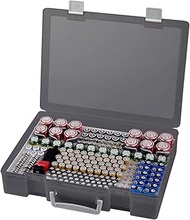 Battery Organizer Storage Holder- Batteries Case Containers Box with Tester Checker BT-168. Garage O