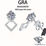 【 GRA Certificate Attached 】2ct moissanite earrings, s925 pure silver platinum plated fashionable ge