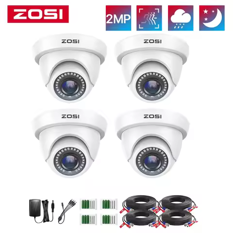 ZOSI 4Pack 2.0MP HD 1080P Security Cameras Kit Indoor Outdoor Home CCTV Dome Surveillance Camera for